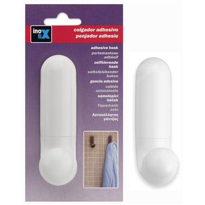 INOFIX - Patère J adhésive blanche en blister