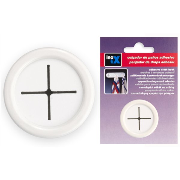 INOFIX - Accroche torchon 1 trou adhésif blanc en blister