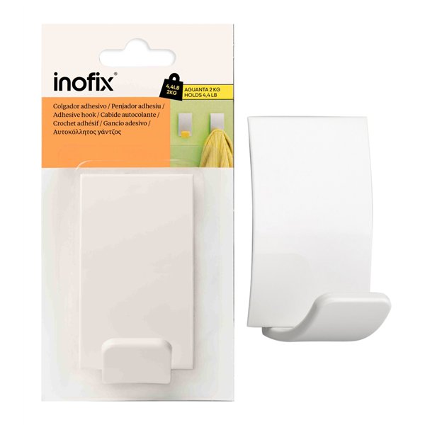 INOFIX - Portemanteau Adhésif Rectangle Blanc Sous blister