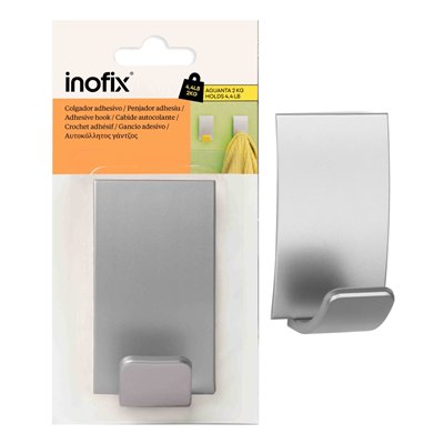 INOFIX - Portemanteau Adhésif Rectangle Chrome Mat Sous blister
