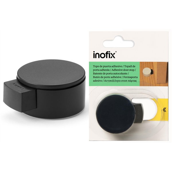 INOFIX - Butée de Porte Avec Amortisseur Ronde Ø40 Noir