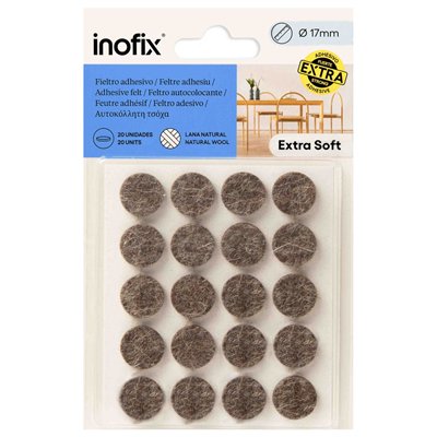 INOFIX - Patin Feutre Adhésif en Laine x20 Marron Ø17mm