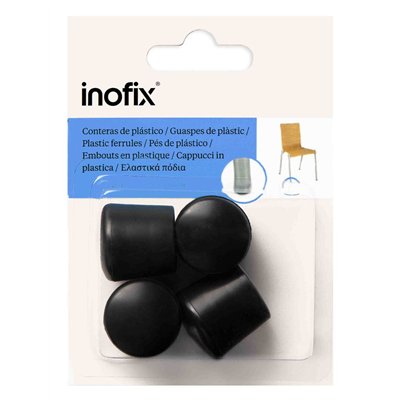 INOFIX - Embout Rond en Plastique Avec Rondelle Lot de 4 Noir