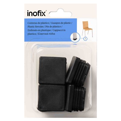 INOFIX - Embout Carré en Plastique Lot de 4 Noir