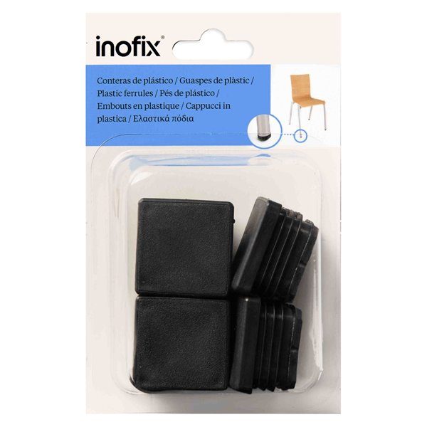 INOFIX - Embout Carré en Plastique Lot de 4 Noir