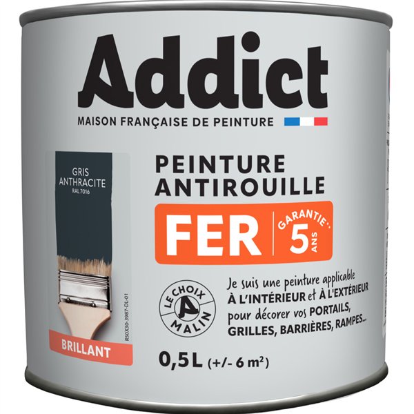 ADDICT - Peinture Fer Antirouille Brillante 0.5L