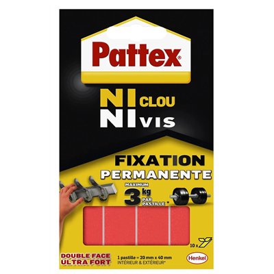 PATTEX - Ni clou ni vis 10 pastilles détachables