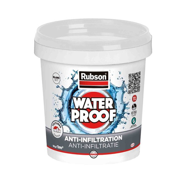 RUBSON - Anti Infiltrations Toutes Toitures Blanc 1kg