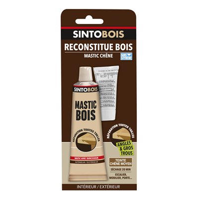 SINTO - Sintobois Mastic Reconstitue Bois Tube 66ml Chêne Moyen