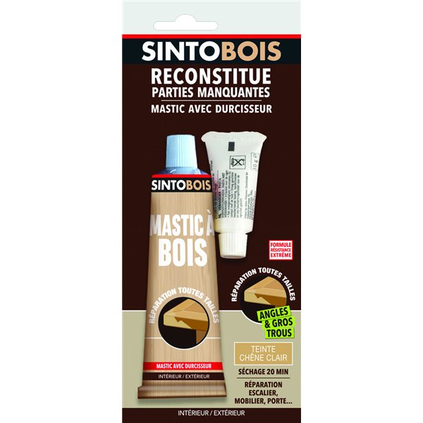 SINTO - Sintobois Mastic Reconstitue Bois - Tube 66ml Chêne Clair