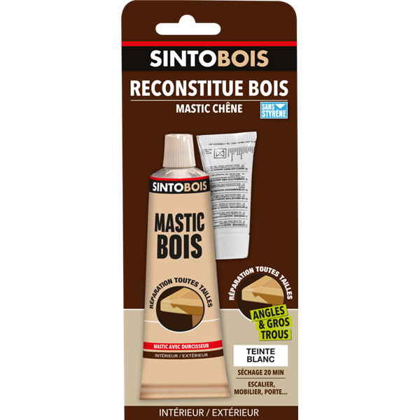 SINTO - Sintobois Mastic Reconstitue Bois Tube 66ml Blanc