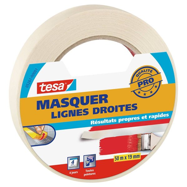 TESA - Masquer lignes droites 50m x 19mm sans trace 4 jours