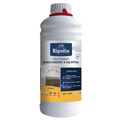 RIPOLIN - Traitement Murs Humides et Salpêtre Flacon 0.75L Incolore