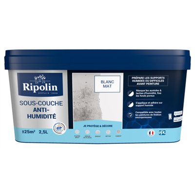 RIPOLIN - Sous-Couche Anti-Humidité Mat Pot 2.50L Blanc