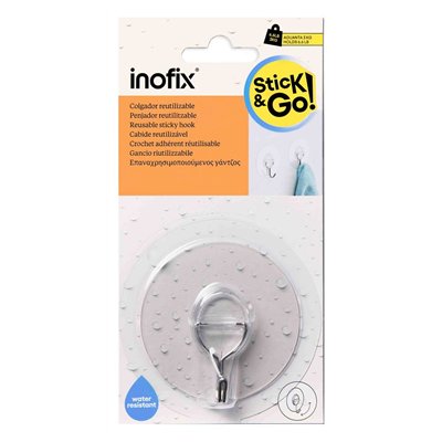 INOFIX - Crochet Adhésif Réutilisable Transparent