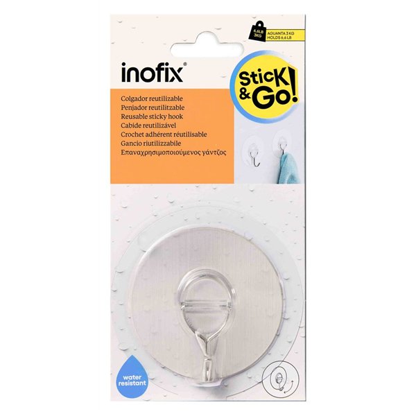 INOFIX - Crochet Adhésif Réutilisable Acier Inoxydable