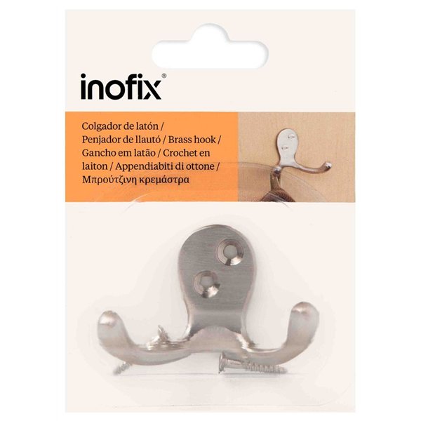 INOFIX - Crochet Double en Laiton Nickel Satiné