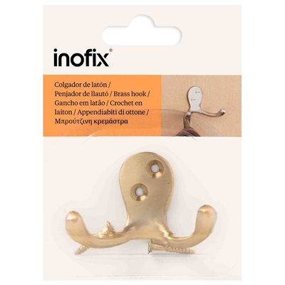 INOFIX - Crochet Double en Laiton Satiné