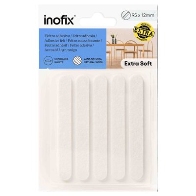INOFIX - Feutres en Laine Adhésif Blanc x5