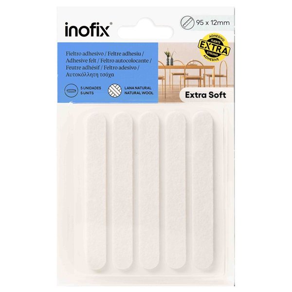 INOFIX - Feutres en Laine Adhésif Blanc x5