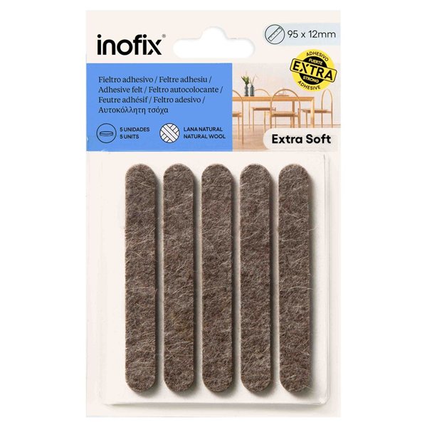 INOFIX - Feutres en Laine Adhésif Marron x5