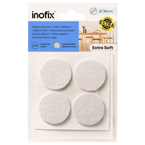 INOFIX - Feutres en Laine Adhésif Blanc x4