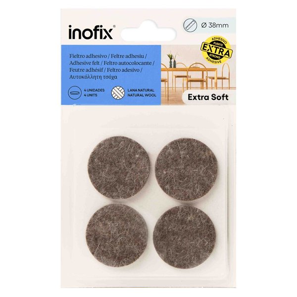 INOFIX - Feutres en Laine Adhésif Marron x4