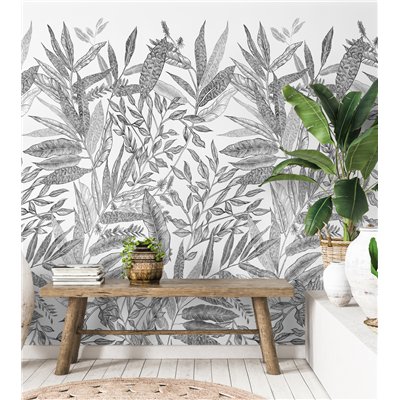 DECOR DESIGN - JF6101 Papier Peint Panoramique Branca Jungle Noir & Blanc 159x280cm