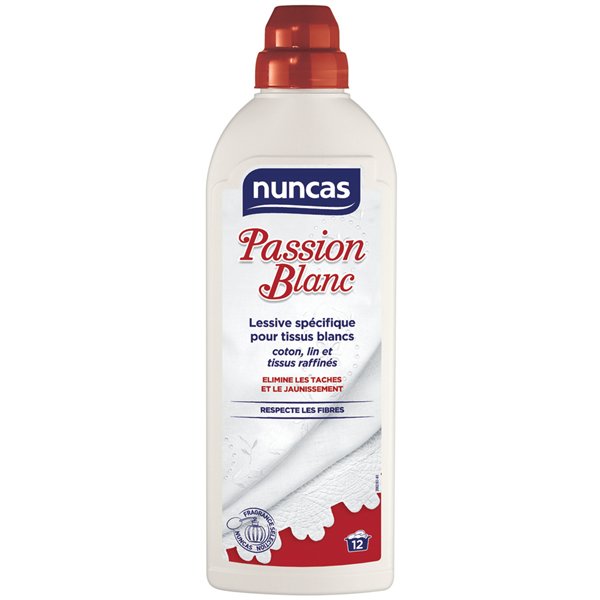 NUNCAS - Lessive Liquide Pour Tissus Blancs 750ml Passion Blanc