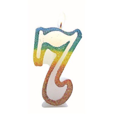 EUROBOUGIE - Bougie Chiffre 7 Arc-en-Ciel 8cm