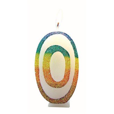 EUROBOUGIE - Bougie Chiffre 0 Arc-en-Ciel 8cm