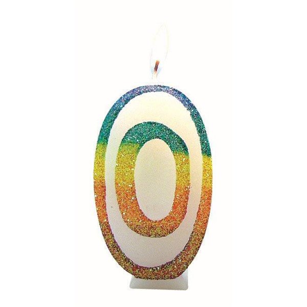 EUROBOUGIE - Bougie Chiffre 0 Arc-en-Ciel 8cm