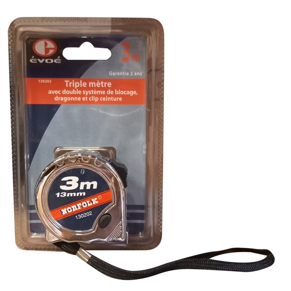 EVOE - Triple Mètre Ruban Morfolk Boitier Métal 3mx13mm