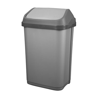 ALUMINIUM ET PLASTIQUES - Poubelle Couvercle Basculant Gris Silver 50L