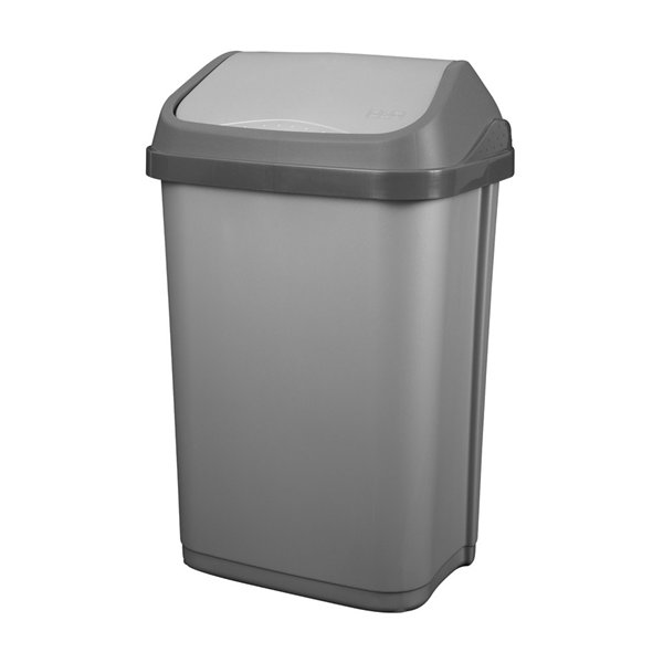 ALUMINIUM ET PLASTIQUES - Poubelle Couvercle Basculant Gris Silver 50L