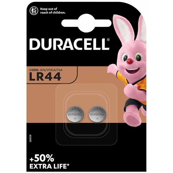 DURACELL - Piles Boutons Alcaline LR44 V13GA 1V5 Blister de 2