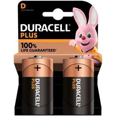 DURACELL - Piles Alcalines D Plus LR20 Blister de 2