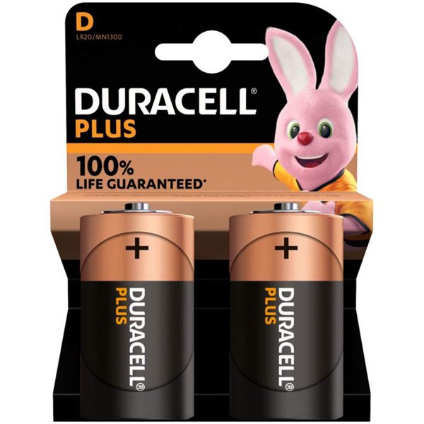 DURACELL - Piles Alcalines D Plus LR20 Blister de 2