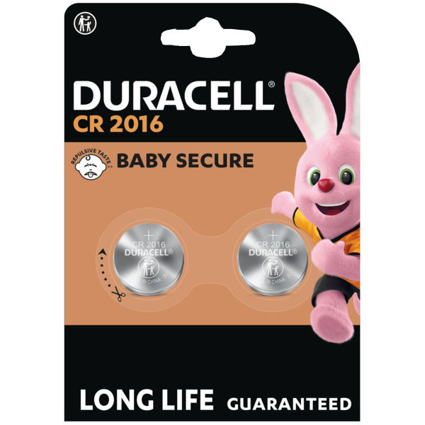 DURACELL - Piles Boutons Lithium CR2016 3V Blister de 2