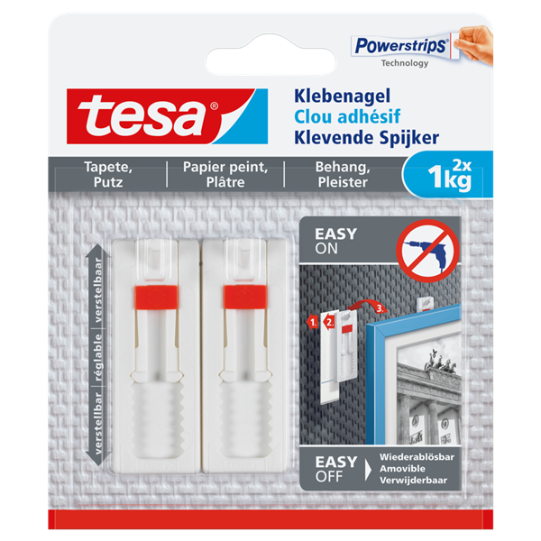 TESA - Clou adhésif ajustable pour papier peint plâtre 1kg blister