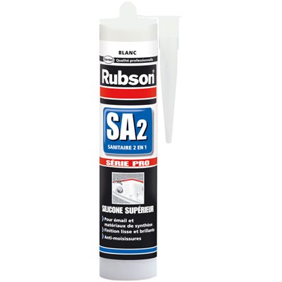 RUBSON - Mastic sanitaire 2 en 1 translucide cartouche 280ml pro