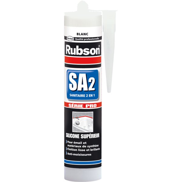 RUBSON - Mastic sanitaire 2 en 1 translucide cartouche 280ml pro