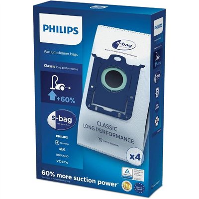PHILIPS - Lot de 4 sacs aspirateur S-bag Classique Longue Performance - FC8021