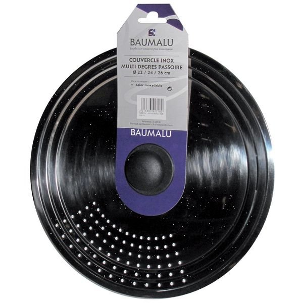 BAUMALU - Couvercle passoire multi-diamètres 22/24/26 cm