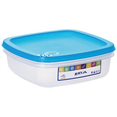 EDA - Boîte carrée plate 1 L naturel couvercle turquoise