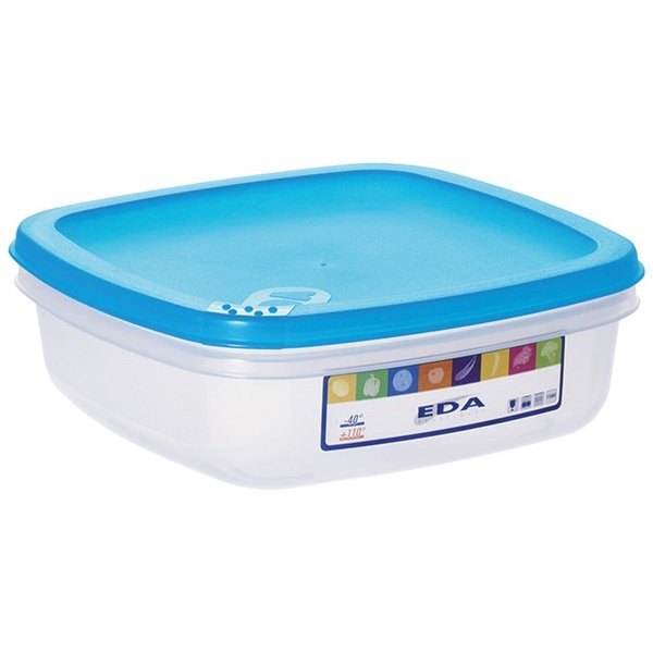 EDA - Boîte carrée plate 1 L naturel couvercle turquoise