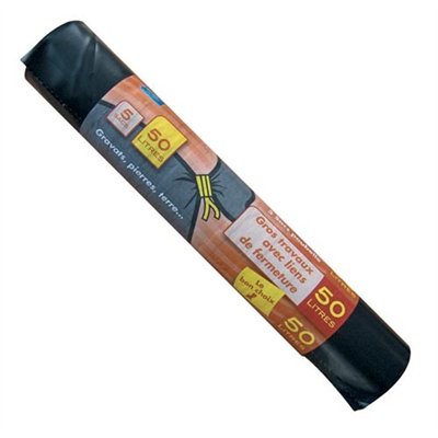 ELBE - Lot de 5 sacs poubelles gravats - 50 L