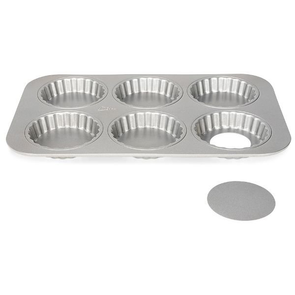 PATISSE - Moule 6 tartelettes 10 cm à fond amovible - Silver Top