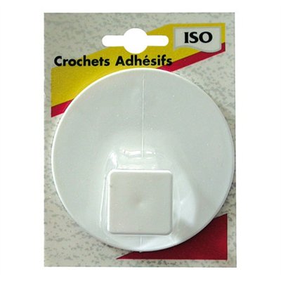 ISO - Crochet patère adhésif gm blanc blister