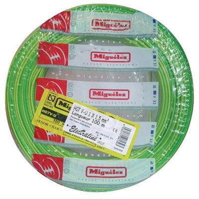 ELECTRALINE - Câble H07VU 1.5 100m jaune/vert